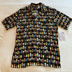 Disney 100 Black Casual Button Down Shirt with Playful Pattern